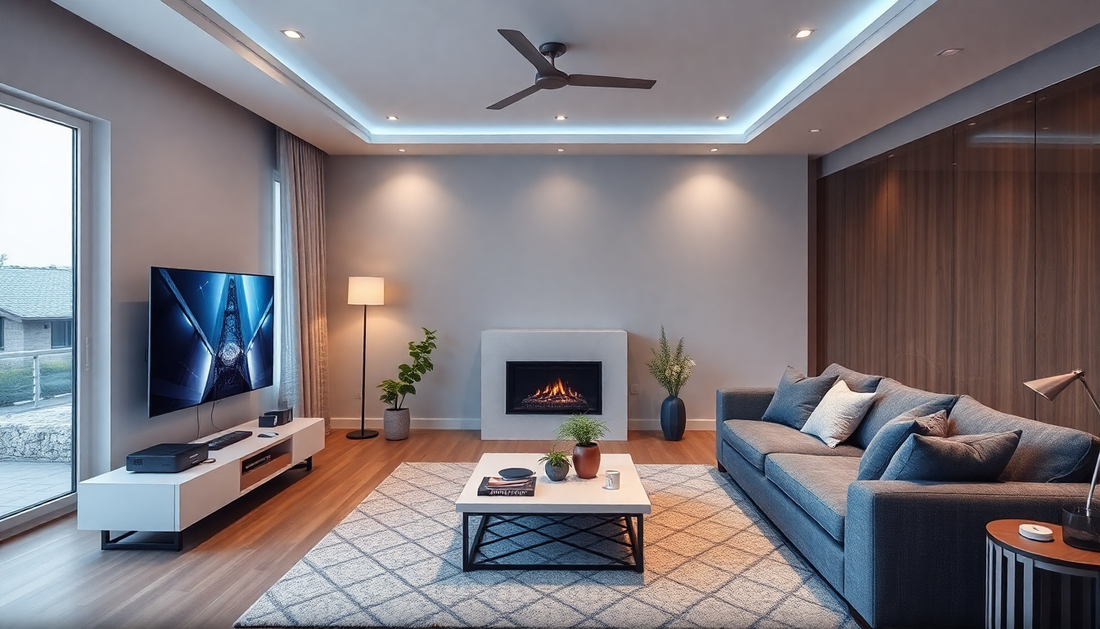 A modern living room filled with smart home gadgets