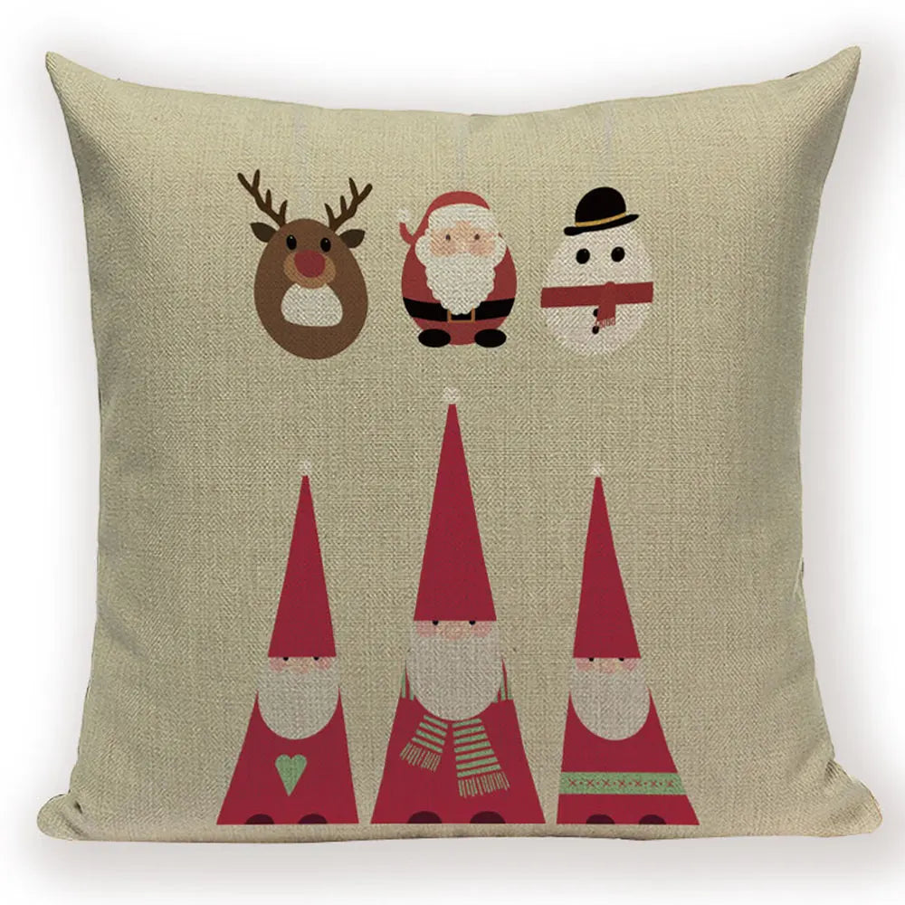 Merry Christmas Cartoon Santa Claus Deer Home Decor Pillows Covers Merry Christmas Gifts for the New Year Adornos De Navidad