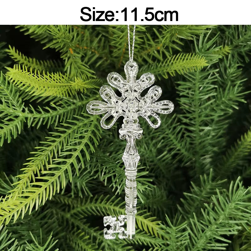 5Pcs Christmas Home Decorations Crystal Acrylic Ornaments Snowflake Elk Xmas Tree Hanging Pendants Navidad 2025 New Year Gift