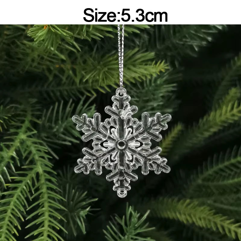 5Pcs Christmas Home Decorations Crystal Acrylic Ornaments Snowflake Elk Xmas Tree Hanging Pendants Navidad 2025 New Year Gift