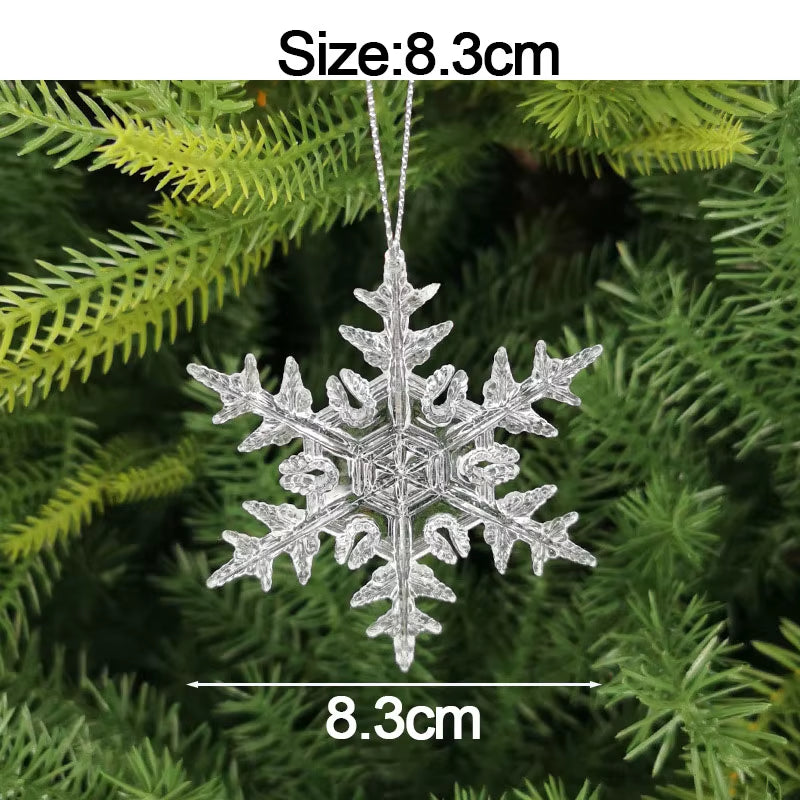 5Pcs Christmas Home Decorations Crystal Acrylic Ornaments Snowflake Elk Xmas Tree Hanging Pendants Navidad 2025 New Year Gift