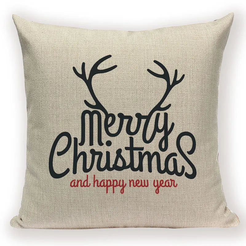 Merry Christmas Cartoon Santa Claus Deer Home Decor Pillows Covers Merry Christmas Gifts for the New Year Adornos De Navidad
