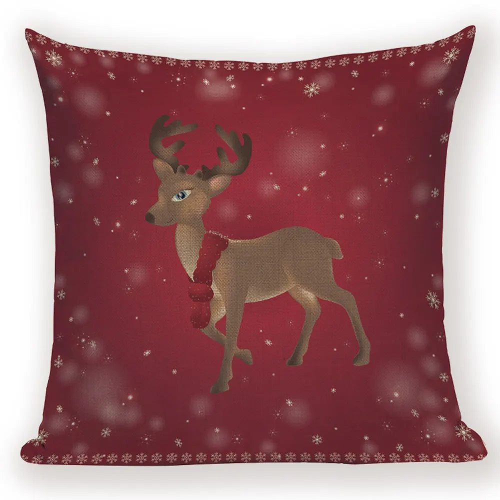 Merry Christmas Cartoon Santa Claus Deer Home Decor Pillows Covers Merry Christmas Gifts for the New Year Adornos De Navidad