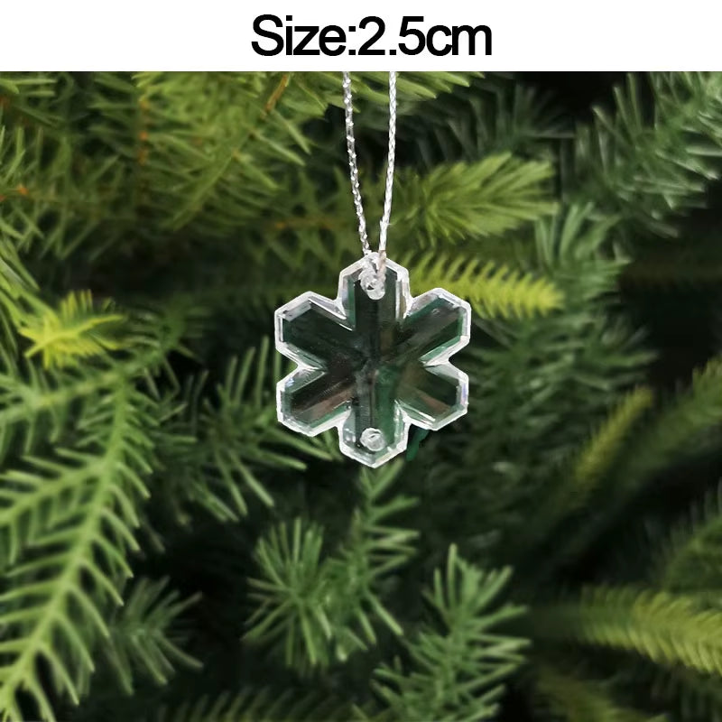 5Pcs Christmas Home Decorations Crystal Acrylic Ornaments Snowflake Elk Xmas Tree Hanging Pendants Navidad 2025 New Year Gift