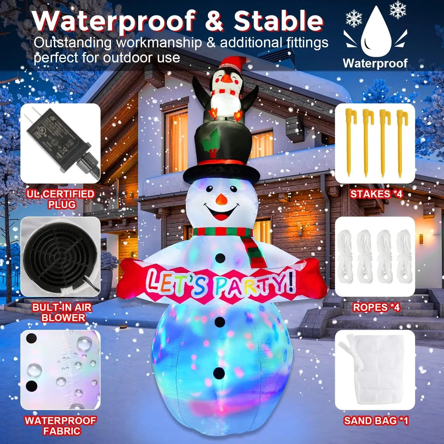 Christmas Inflatables Decorations Snowman Inflatable Penguin Outdoor Led Light Blow up Yard Decorations Indoor Outdoor Garden