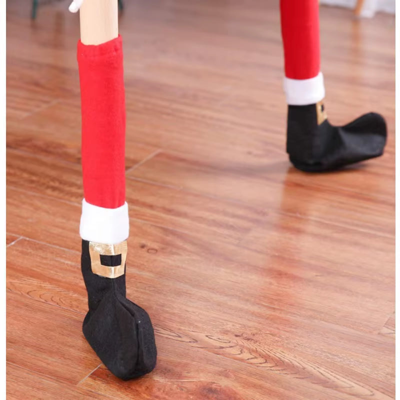 Set of 4 Plush Non-Woven Christmas Table Foot Covers - Decorative Supplies for Restaurants and Bars