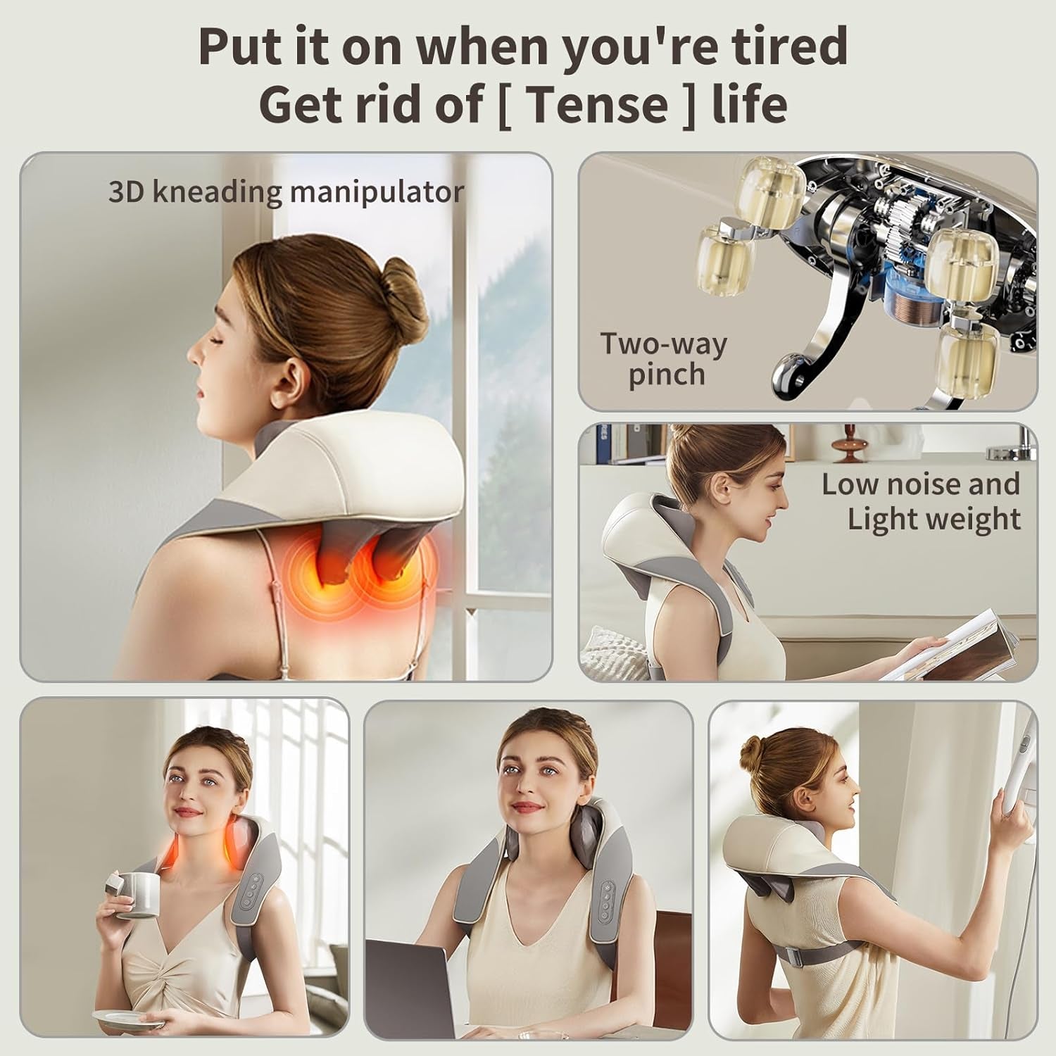 Professional Neck and Shoulder Massager with Heat - Deep Tissue Kneading Massage Pillow for Muscle Pain Relief in Back, Legs, and Waist