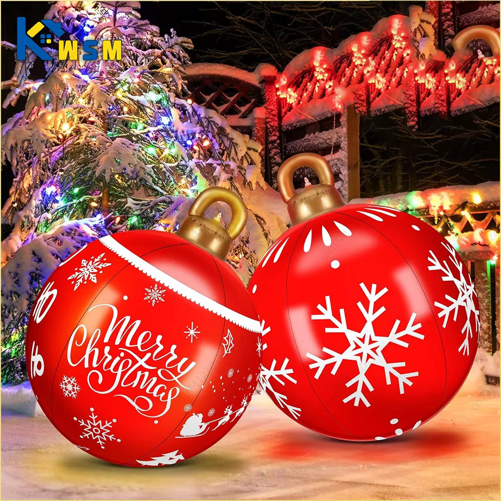 Giant Inflatable Outdoor Christmas Decoration Ball - PVC Xmas Tree Ornament, Non-Lit