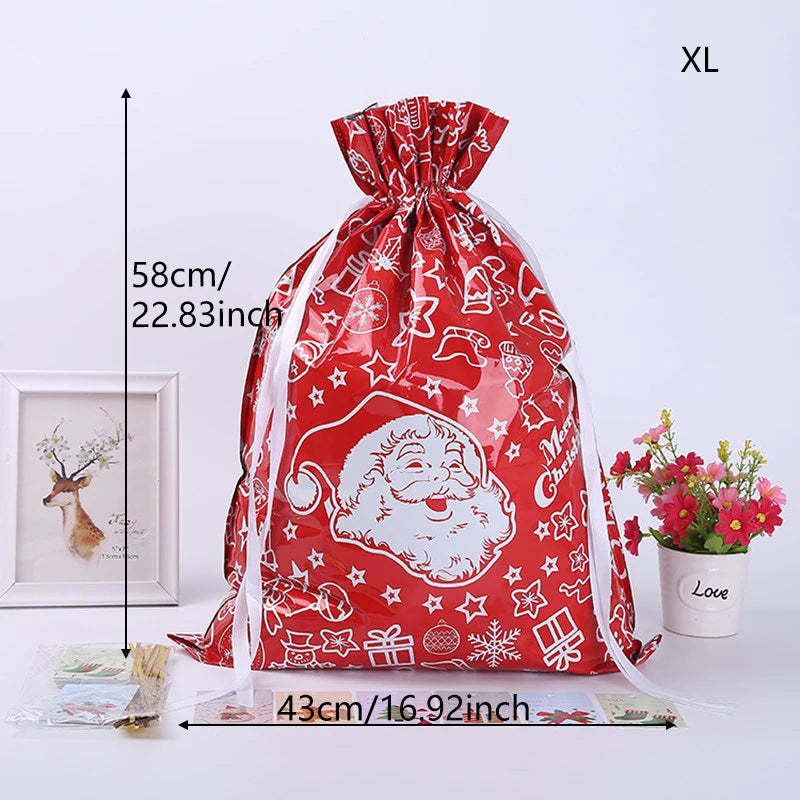 Large Storage Capacity 2022 New Year Christmas Sacks Reusable Drawstring Wrap Present Gift Party Bags Storage Gift Wraping