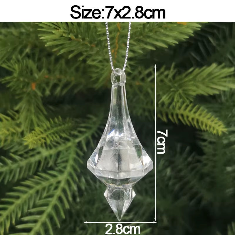 5Pcs Christmas Home Decorations Crystal Acrylic Ornaments Snowflake Elk Xmas Tree Hanging Pendants Navidad 2025 New Year Gift