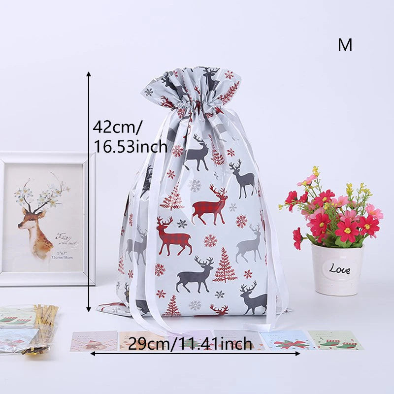 Large Storage Capacity 2022 New Year Christmas Sacks Reusable Drawstring Wrap Present Gift Party Bags Storage Gift Wraping