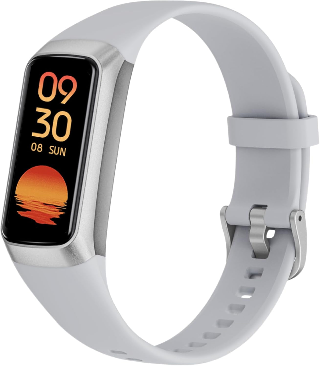 Advanced Fitness Tracker with Heart Rate Monitoring, 1.1" AMOLED Display, Activity Tracking, Pedometer, Sports Bracelet with Calorie Counting and Sleep Monitoring, 5ATM Waterproof Design for Men and Women (Gray)