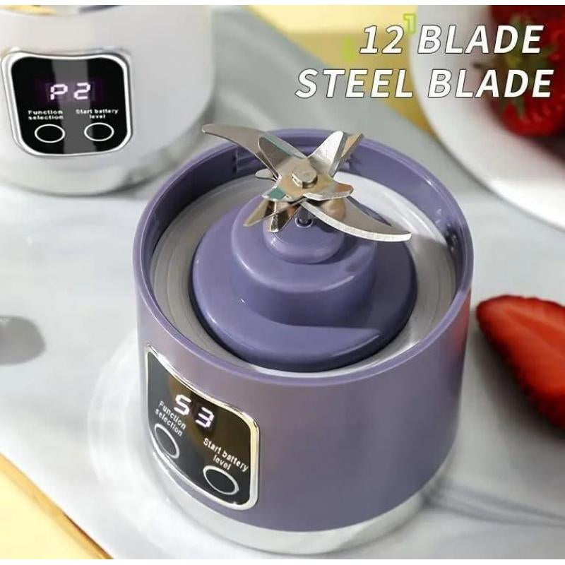 Portable Juicer Tumbler (White & Purple) – Light Wireless Multi-Use Blender with Cold Press, Diet-Friendly Tiktok Top Seller, Kitchen Gadget for Travel/Camping, Great Mens Gift for Smoothie Lovers,No Green Color