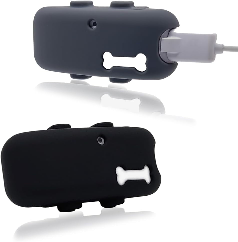 Silicone Holder for Tractive GPS Pet Tracker - 2 Pack Waterproof Rubber Accessories Cover, Anti-Scratch Lightweight Case with Strap for Dog and Cat Collars (Black, Grey)