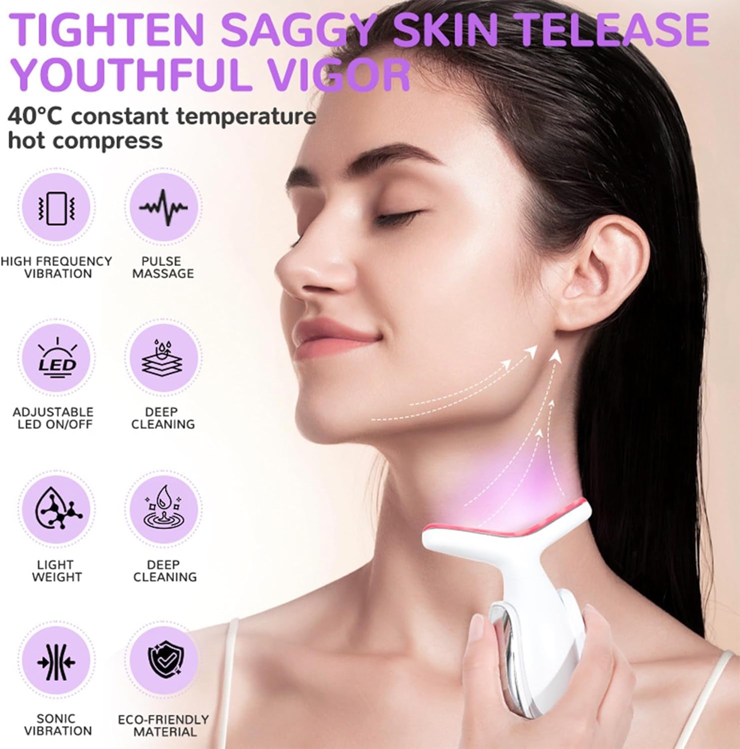 7-Color Facial and Neck Massager - Triple-Action Anti-Wrinkle and Skin Rejuvenation Device for Home Beauty Care