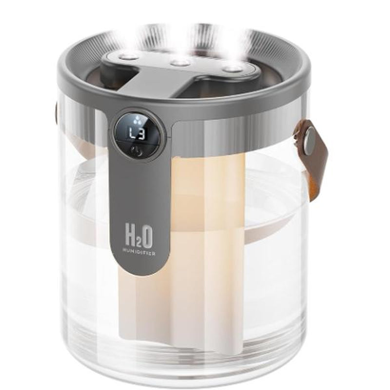 Smart Humidifiers for Bedroom, Rechargeable Top Fill Humidifier with Night Light, 1.4L Cool Mist Humidifier for Office Home Plant and Baby, 3-Speed Mist Control, Quiet, Auto Shut-Off Durable Automatic