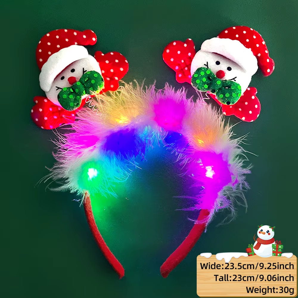 LED Christmas Antler Headband Reindeer Light up Headband Luminous Hair Hoop Children Party Costume Cute Xmas Decoration 2024