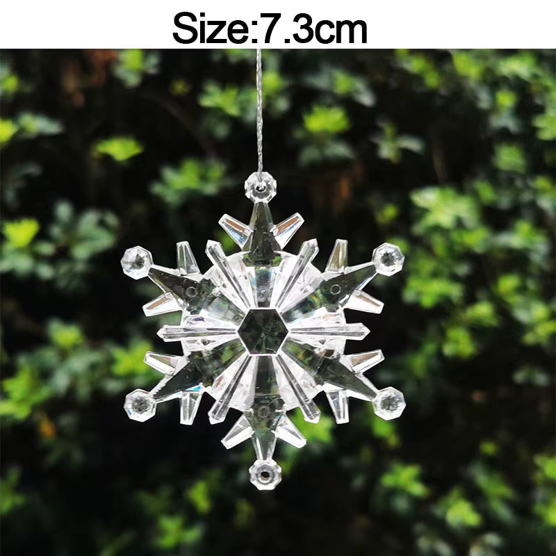 5Pcs Christmas Home Decorations Crystal Acrylic Ornaments Snowflake Elk Xmas Tree Hanging Pendants Navidad 2025 New Year Gift