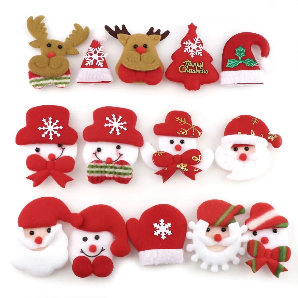 10PCS Merry Christmas Ornament Plush Snowman Accessory Craft New Year DIY Santa Claus Pendants Home Furnishing Tree Decoration