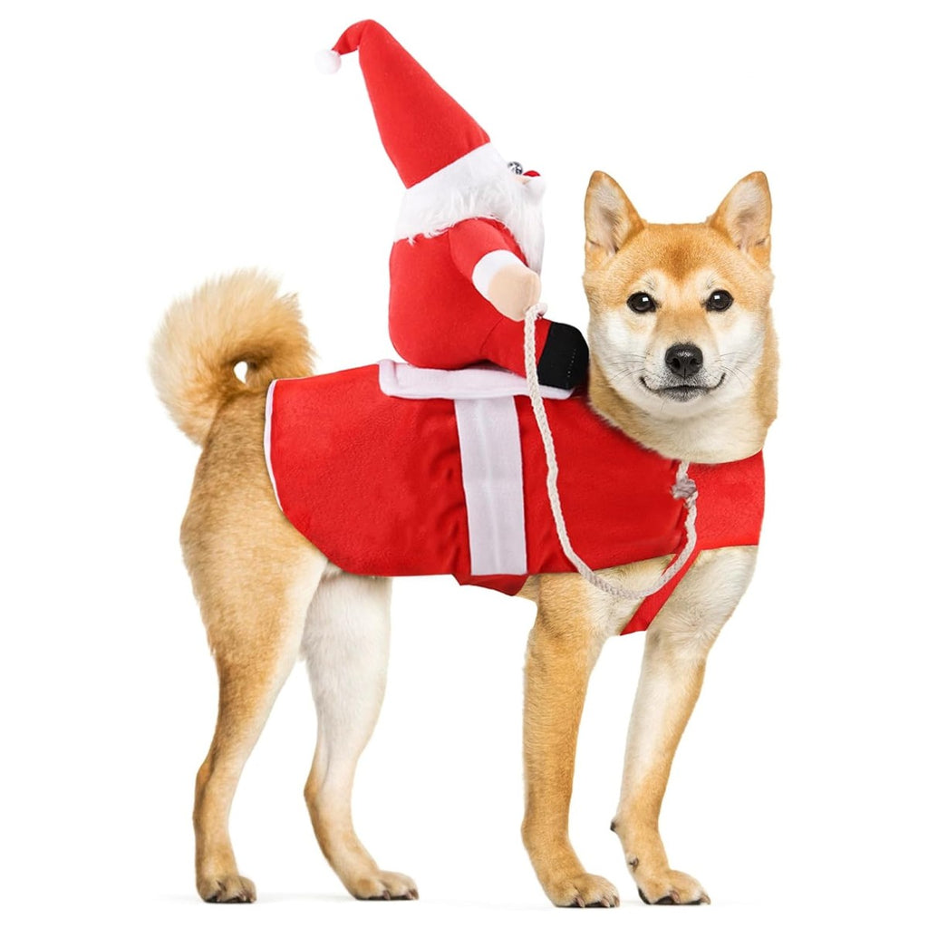 Christmas Santa Pet Costume Dog Cat Funny Riding Suits Holiday Outfit Wears Xmas