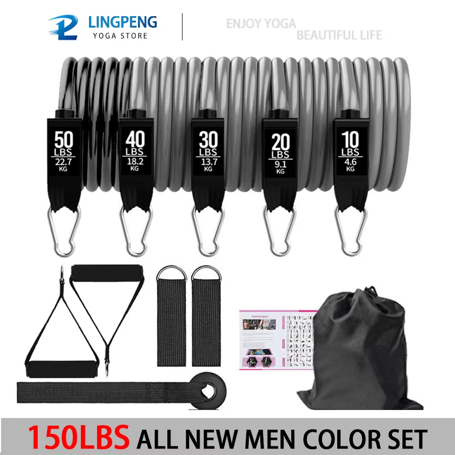 Professional Yoga and Pilates Resistance Band Training Set with Upgraded Elastic Bars