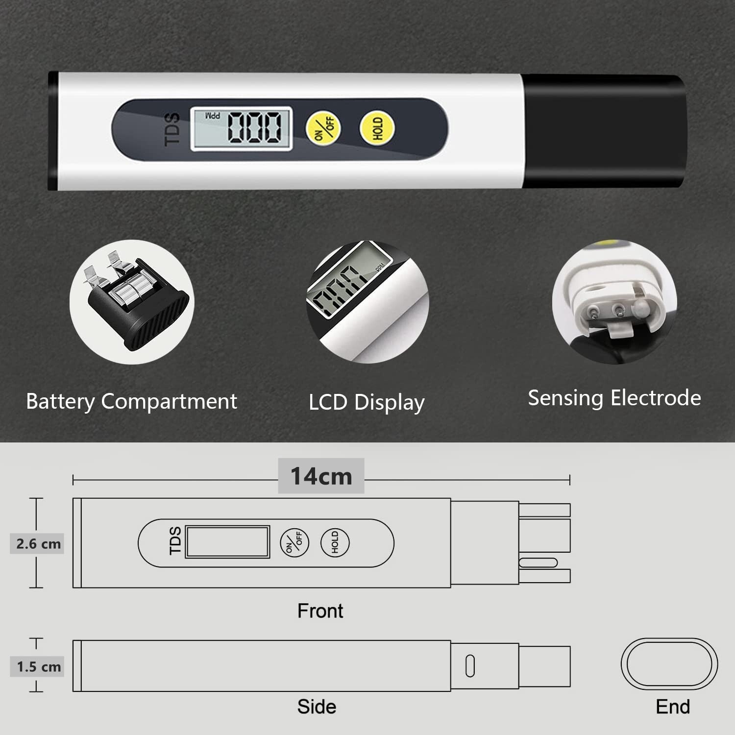 PH TDS Meter Digital Tester Pen Aquarium Pool Water Hydroponics Quality Monitor