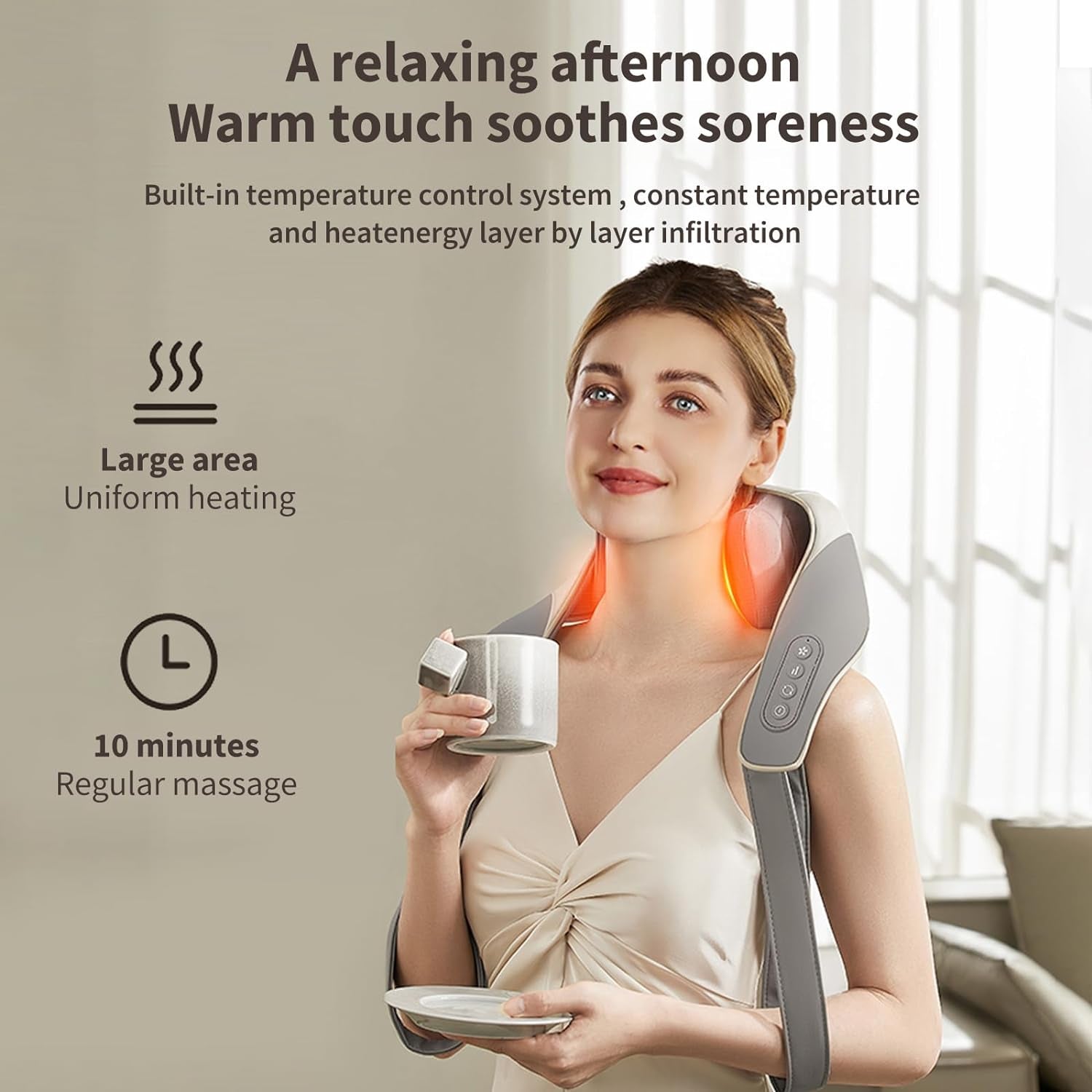 Professional Neck and Shoulder Massager with Heat - Deep Tissue Kneading Massage Pillow for Muscle Pain Relief in Back, Legs, and Waist
