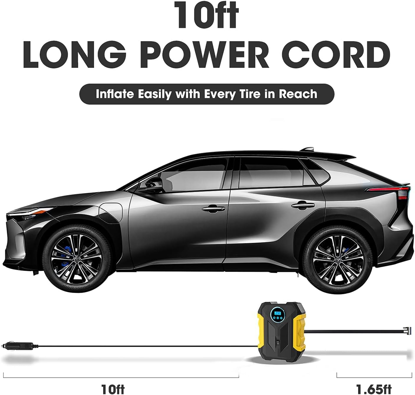 Digital Portable Air Compressor Tire Inflator with LED Light, 12V DC, 150 PSI for Cars, Bicycles, Motorcycles, and Sports Equipment