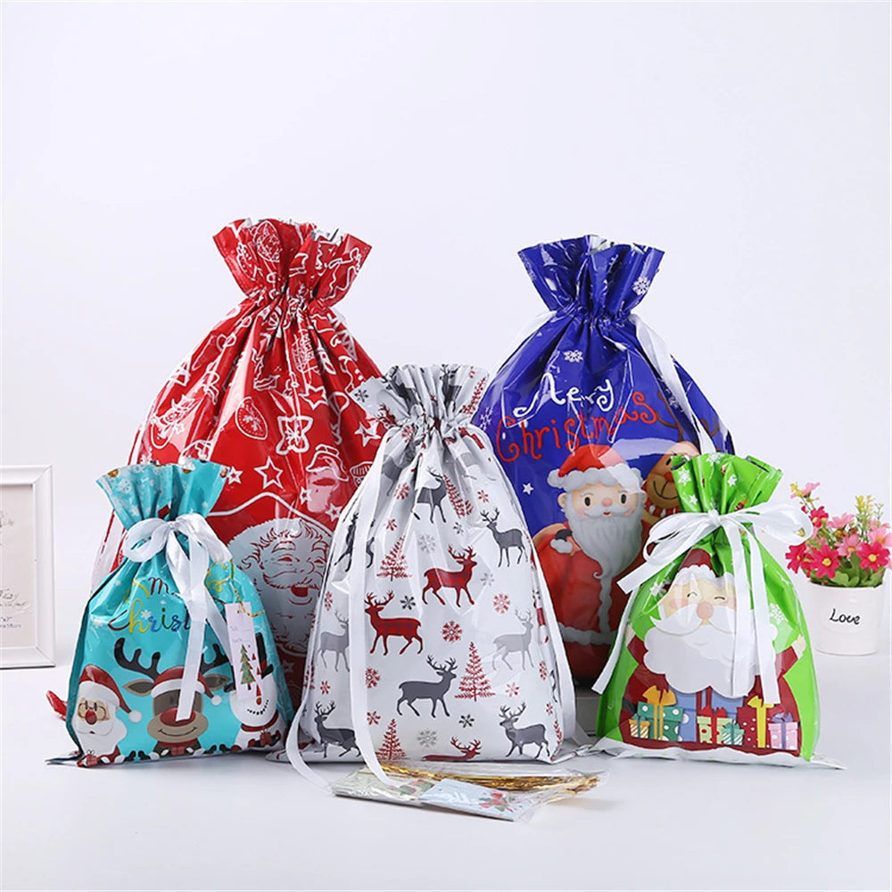 Large Storage Capacity 2022 New Year Christmas Sacks Reusable Drawstring Wrap Present Gift Party Bags Storage Gift Wraping