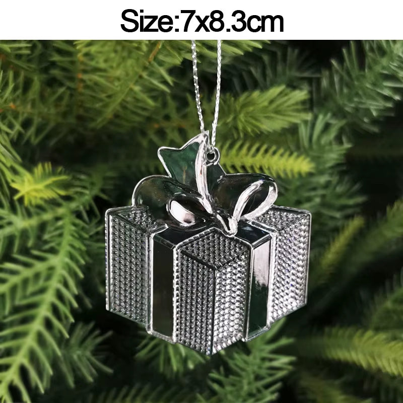 5Pcs Christmas Home Decorations Crystal Acrylic Ornaments Snowflake Elk Xmas Tree Hanging Pendants Navidad 2025 New Year Gift