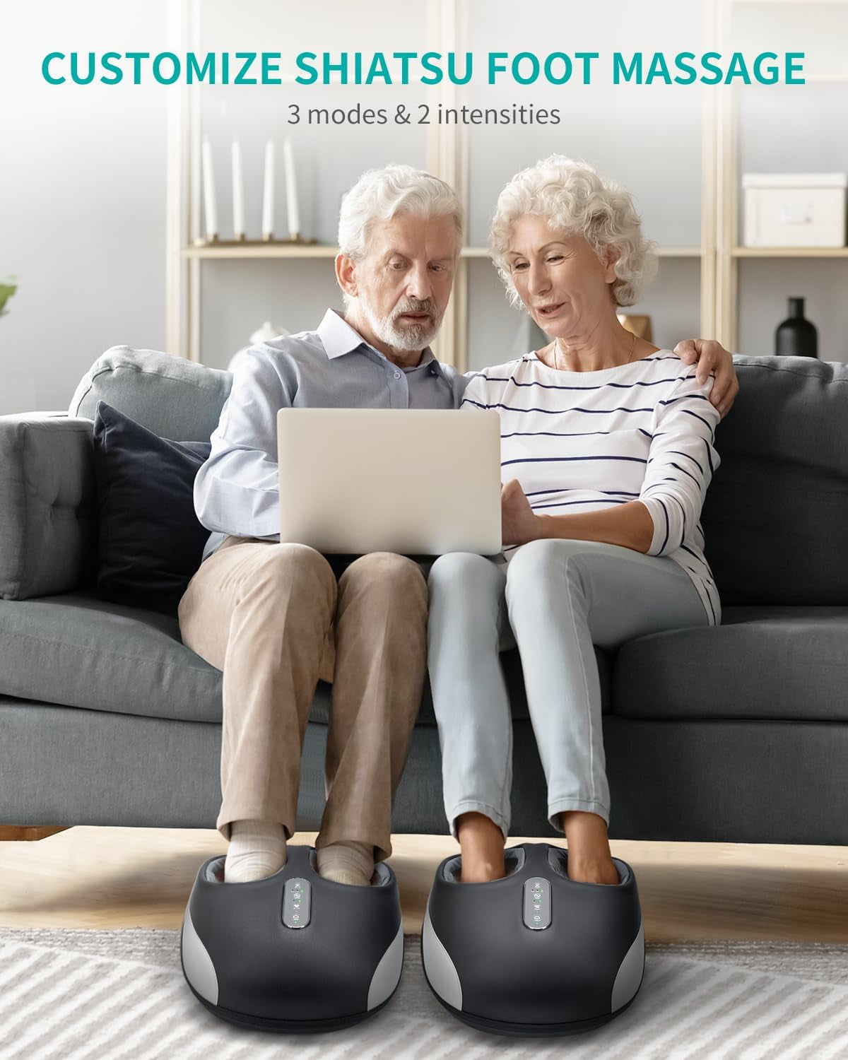 Shiatsu Foot Massager with Heat and Air Compression, Deep Kneading Relief for Muscles, Multiple Modes and Adjustable Intensity, Ideal for Valentine's Day Gifts