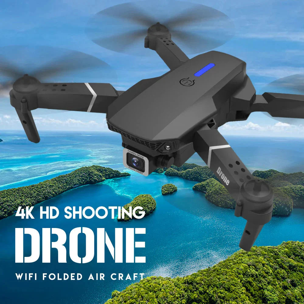 4K foldable drone with camera flying over tropical islands and blue ocean from SHOP WORLDWIDES