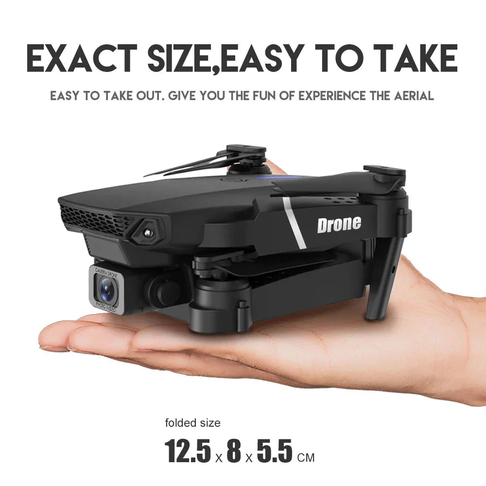 4K foldable drone with camera in compact folded size held on hand by SHOP WORLDWIDES