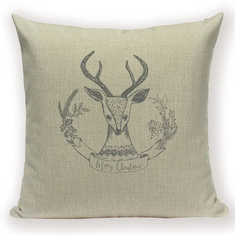 Merry Christmas Cartoon Santa Claus Deer Home Decor Pillows Covers Merry Christmas Gifts for the New Year Adornos De Navidad
