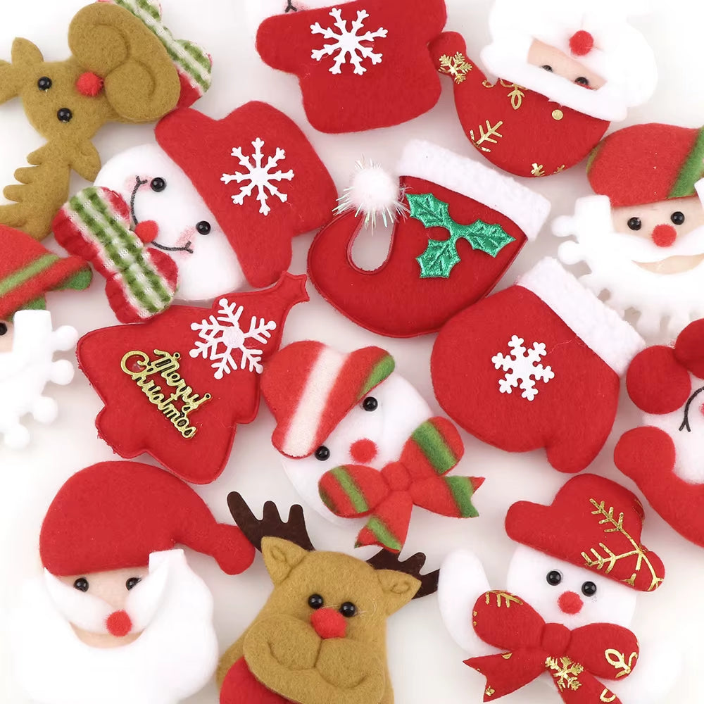 10PCS Merry Christmas Ornament Plush Snowman Accessory Craft New Year DIY Santa Claus Pendants Home Furnishing Tree Decoration