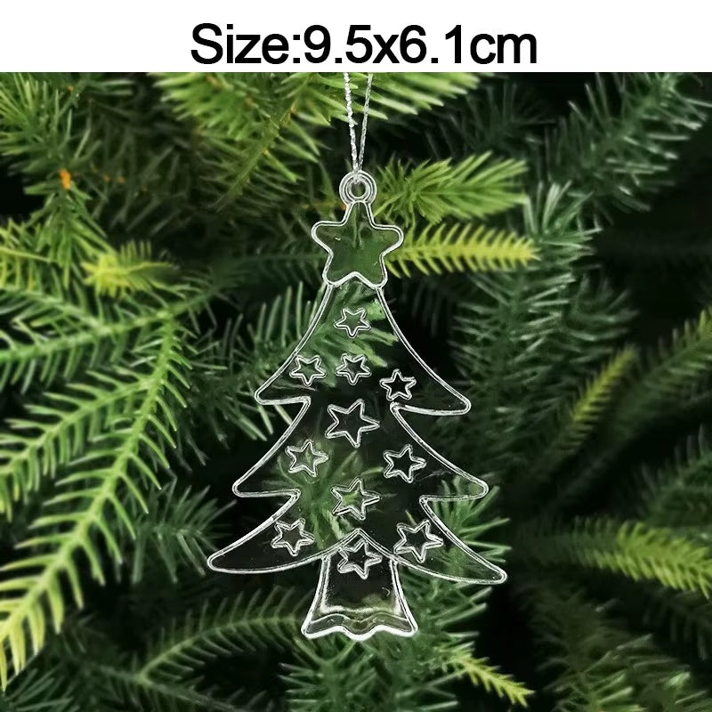 5Pcs Christmas Home Decorations Crystal Acrylic Ornaments Snowflake Elk Xmas Tree Hanging Pendants Navidad 2025 New Year Gift