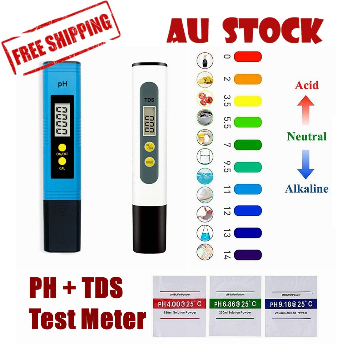 PH TDS Meter Digital Tester Pen Aquarium Pool Water Hydroponics Quality Monitor