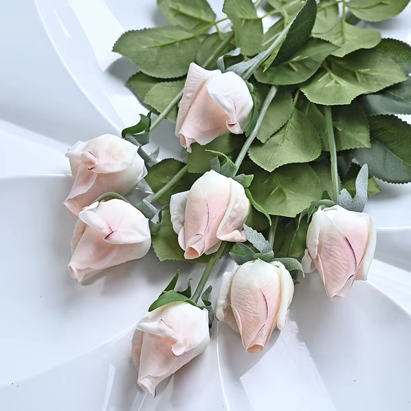 7 Pcs Real Touch Rose Branch Stem Latex Rose Hand Feel Felt Simulation Decorative Artificial Silicone Rose Flowers Home Wedding