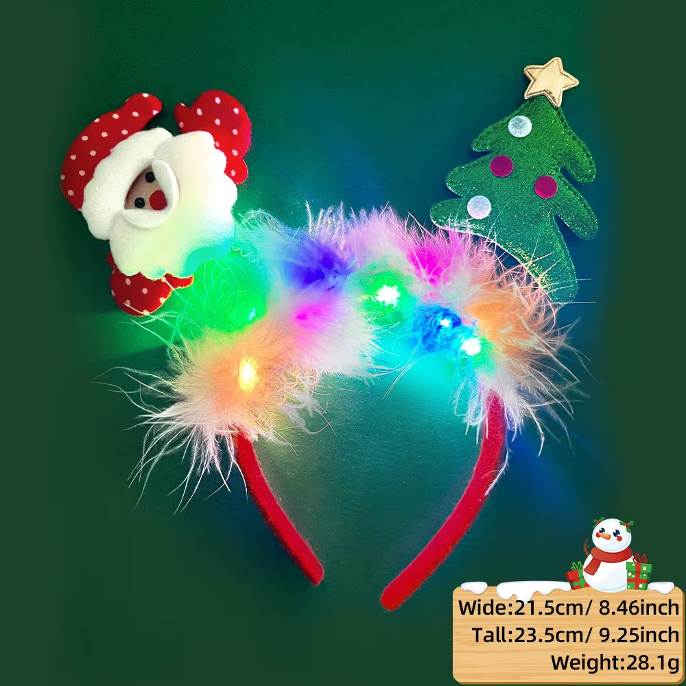 LED Christmas Antler Headband Reindeer Light up Headband Luminous Hair Hoop Children Party Costume Cute Xmas Decoration 2024