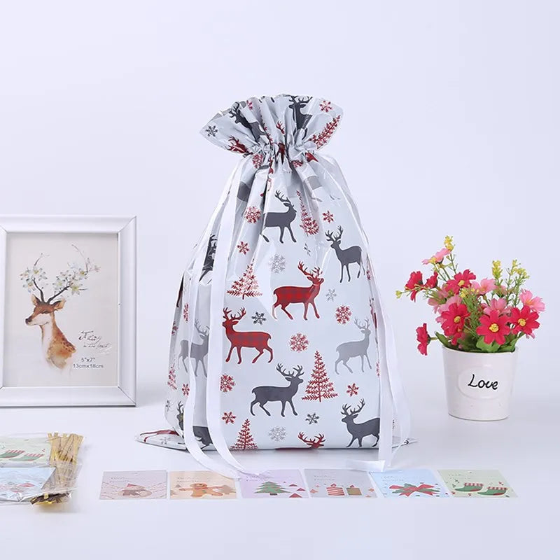 Large Storage Capacity 2022 New Year Christmas Sacks Reusable Drawstring Wrap Present Gift Party Bags Storage Gift Wraping