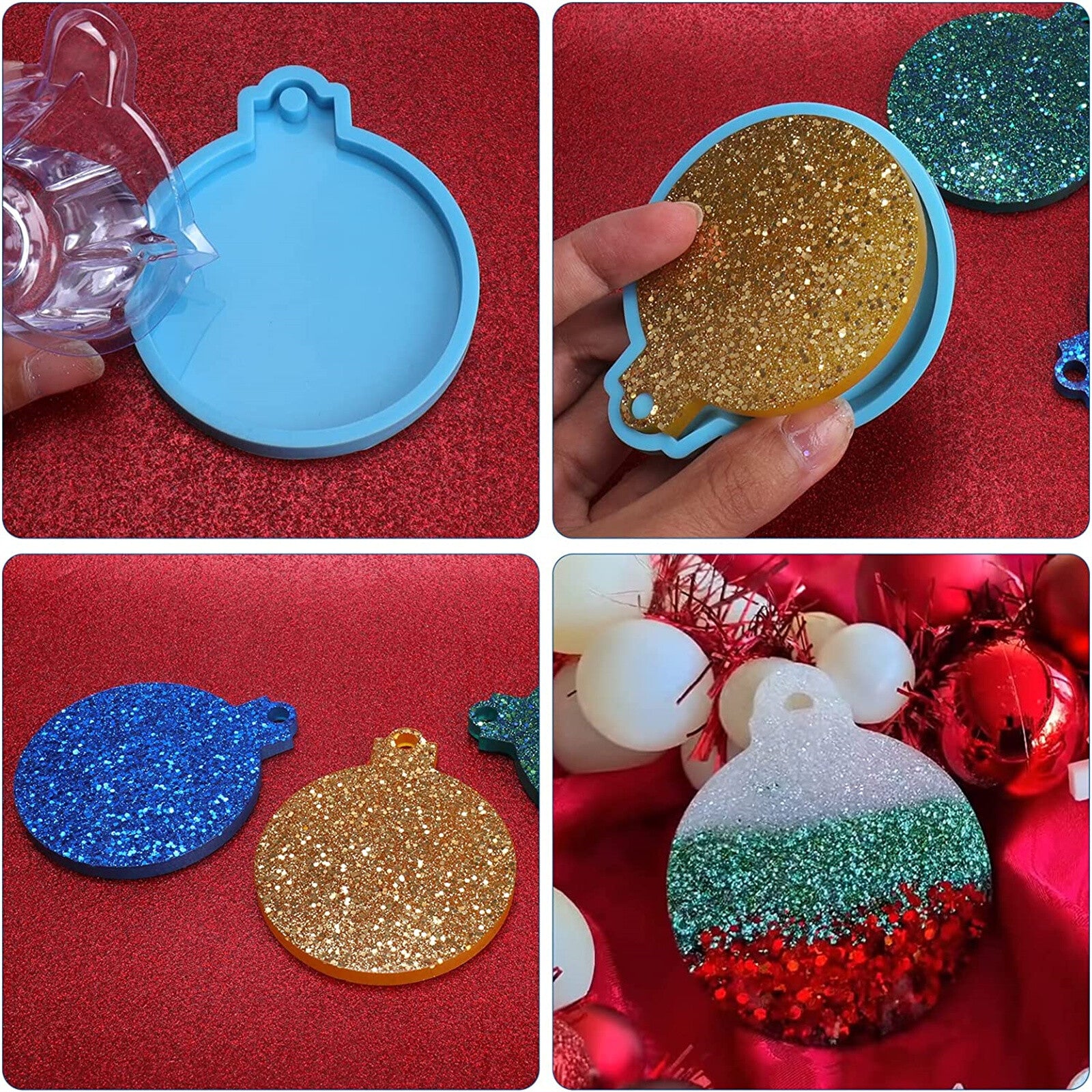 8PCS Christmas Bauble Silicone Mould Resin Mold Plain round Circle DIY Crafts AU