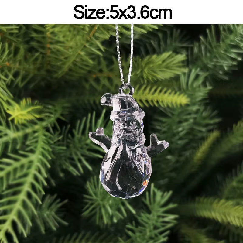 5Pcs Christmas Home Decorations Crystal Acrylic Ornaments Snowflake Elk Xmas Tree Hanging Pendants Navidad 2025 New Year Gift