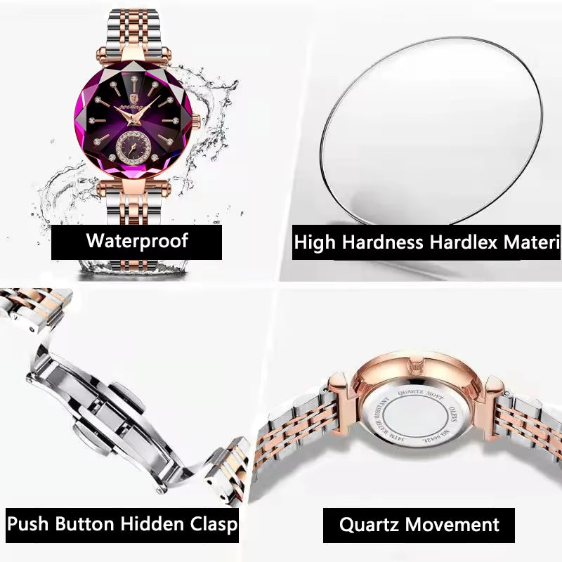 Luxury Women's Wristwatch - Elegant Waterproof Stainless Steel Diamond Quartz Timepiece