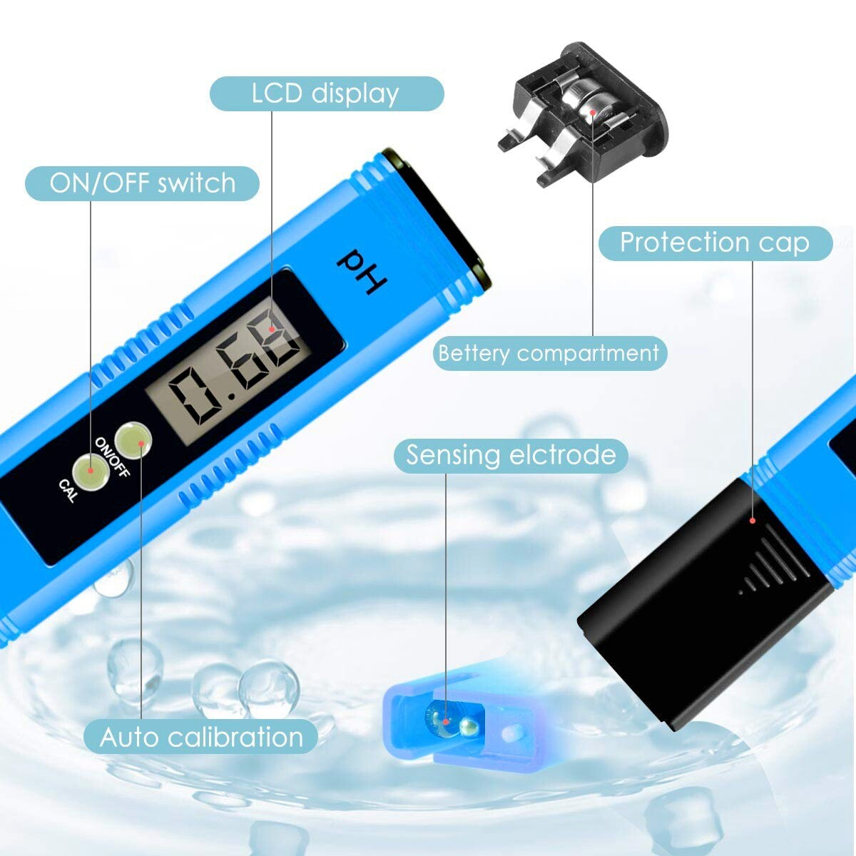 PH TDS Meter Digital Tester Pen Aquarium Pool Water Hydroponics Quality Monitor