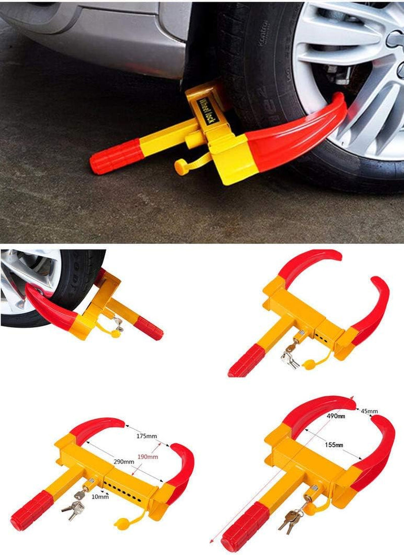 ® Heavy Duty Wheel Clamp Lock for Vehicle and Caravan Security with 2 Keys