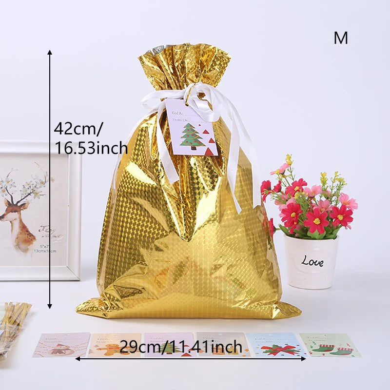 Large Storage Capacity 2022 New Year Christmas Sacks Reusable Drawstring Wrap Present Gift Party Bags Storage Gift Wraping