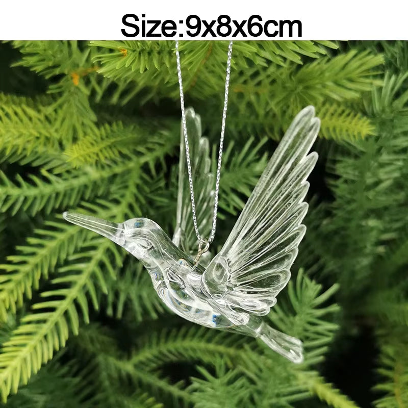 5Pcs Christmas Home Decorations Crystal Acrylic Ornaments Snowflake Elk Xmas Tree Hanging Pendants Navidad 2025 New Year Gift