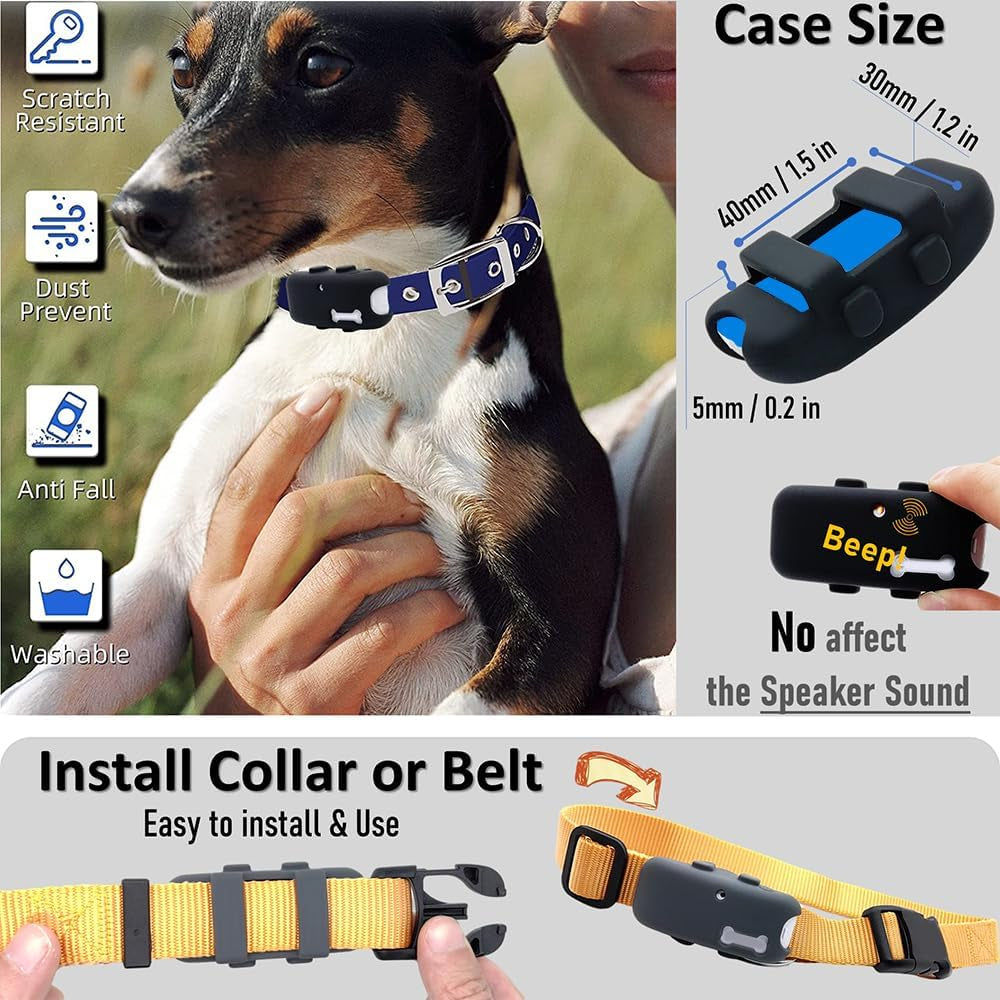 Silicone Holder for Tractive GPS Pet Tracker - 2 Pack Waterproof Rubber Accessories Cover, Anti-Scratch Lightweight Case with Strap for Dog and Cat Collars (Black, Grey)