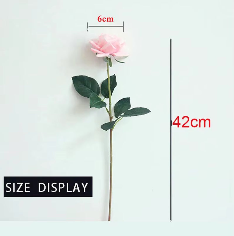 7 Pcs Real Touch Rose Branch Stem Latex Rose Hand Feel Felt Simulation Decorative Artificial Silicone Rose Flowers Home Wedding
