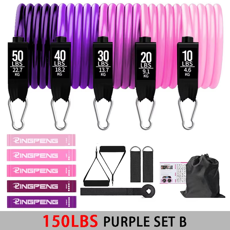 Professional Yoga and Pilates Resistance Band Training Set with Upgraded Elastic Bars